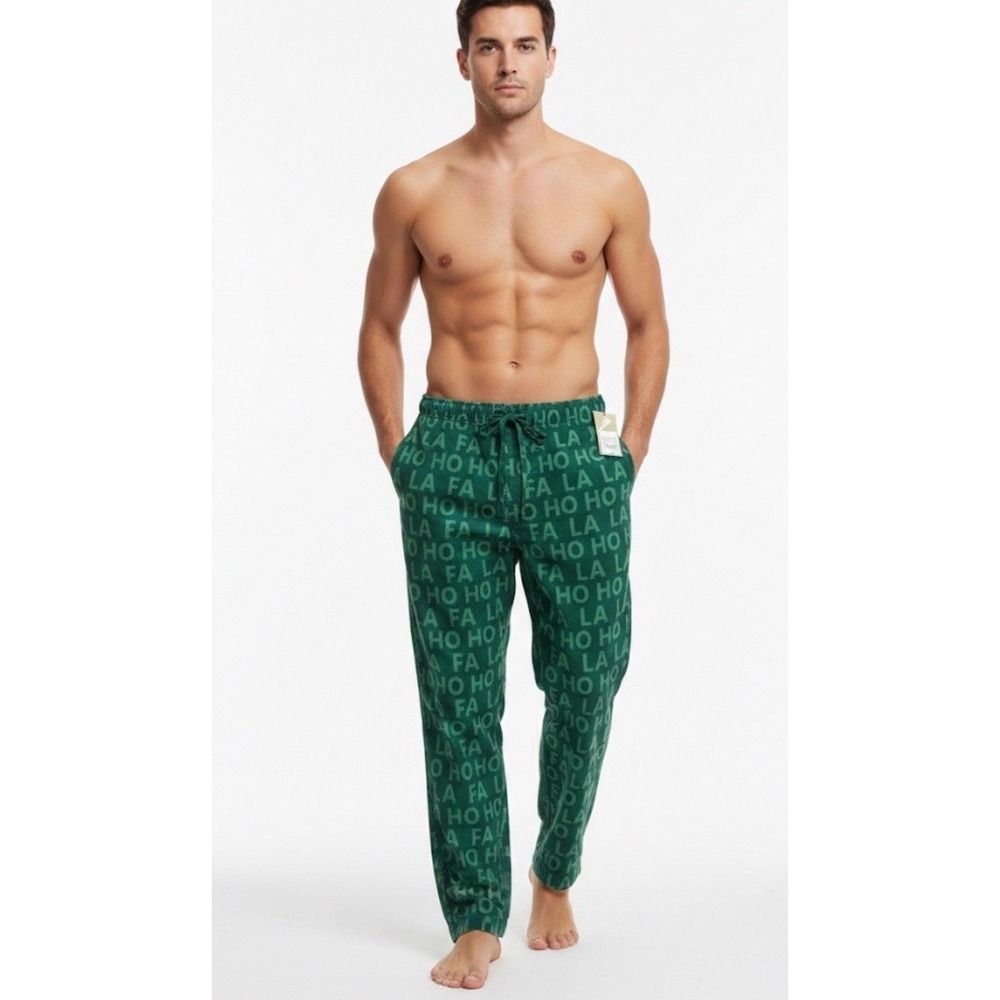 Goodfellow & Co Mens Green Flannel Pajama Pants HO HO HO Holiday christmas Sz XL